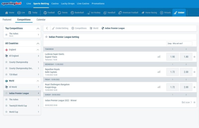 Marathonbet casino interface